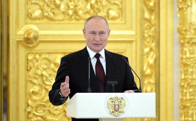 大使認証式で演説するプーチン大統領（ロシア大統領府公式サイトより）