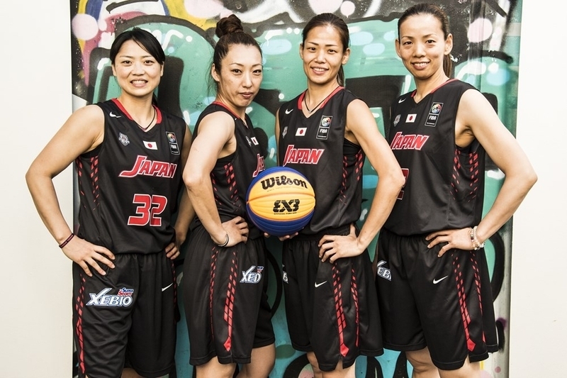 右から矢野良子、花田有衣、立川真紗美、飯塚めぐみ(写真/FIBA.com)