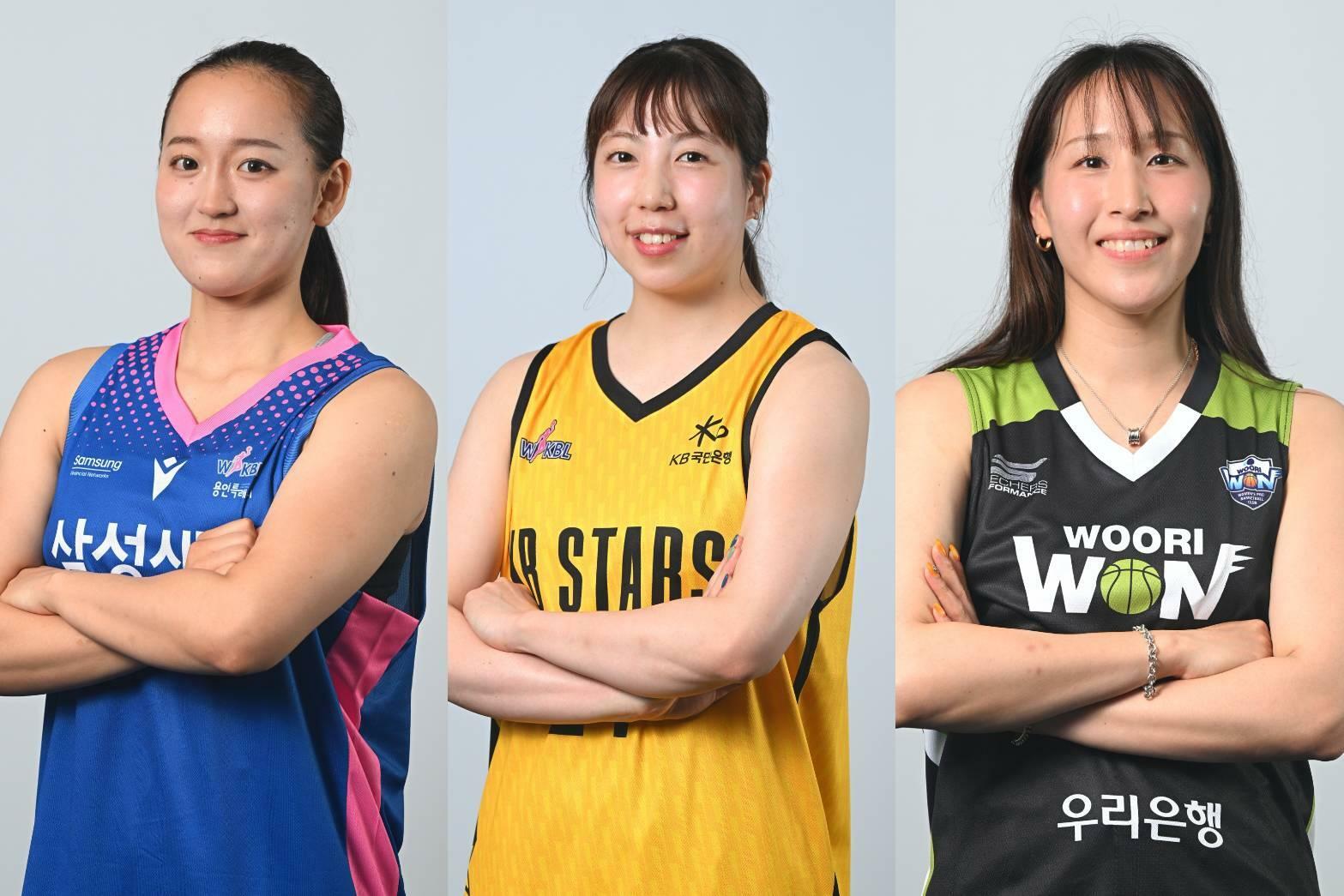 左からドラフト4位・平野実月、5位・永田萌絵、6位・宮坂桃菜