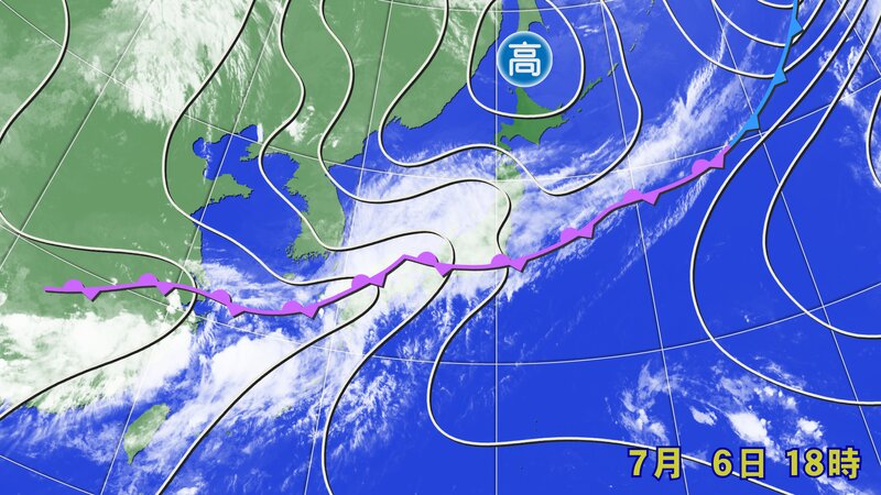 2018年7月6日　西日本豪雨時の天気図（提供：ウェザーマップ）