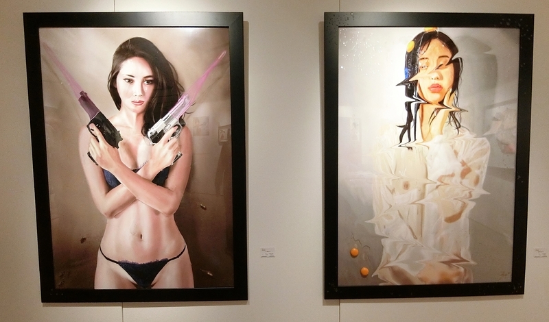 路上アーティスト時代は、美人画や、戦争反対を表現した二丁拳銃にコンドームを被せたアンチウォー作品などを発表していた