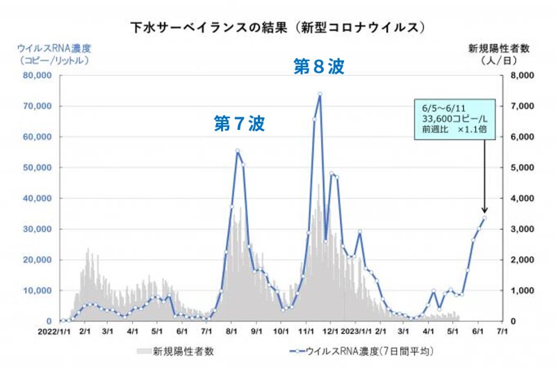 図３. ６月１６日時点での札幌市の下水中新型コロナウイルスサーベイランス（参考資料２より引用）