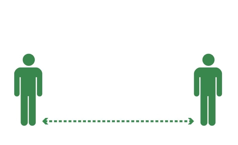 物理的距離を保つ（株式会社バウムのフリー素材より）