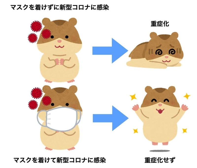 ハムスターのマスクの有無による新型コロナの重症化の違い(Clin Infect Dis. 2020 May 30;ciaa644.)