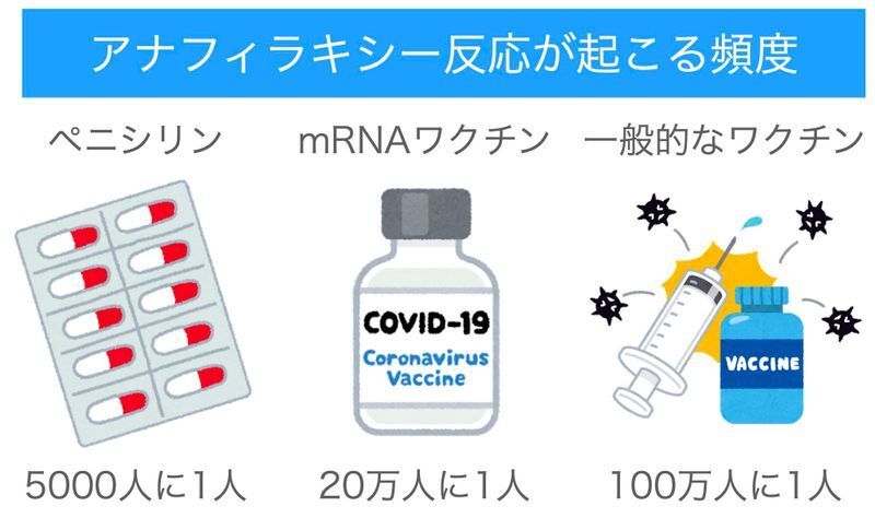 アナフィラキシー反応が起こる頻度（筆者といらすとや作成）