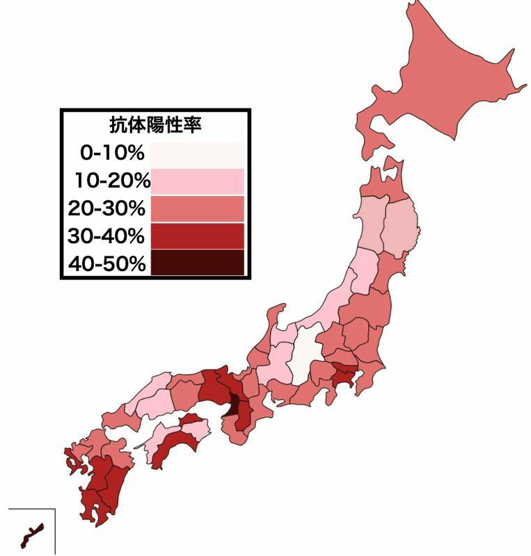 2022年11月時点での日本全国の献血者のN抗体陽性率（第108回新型コロナウイルス感染症対策アドバイザリーボードを元に筆者作成）