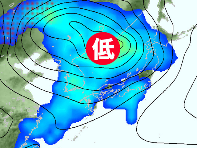 台風21号が大陸に上陸後、来週後半に温帯低気圧の発達を予測するデータの一つ。