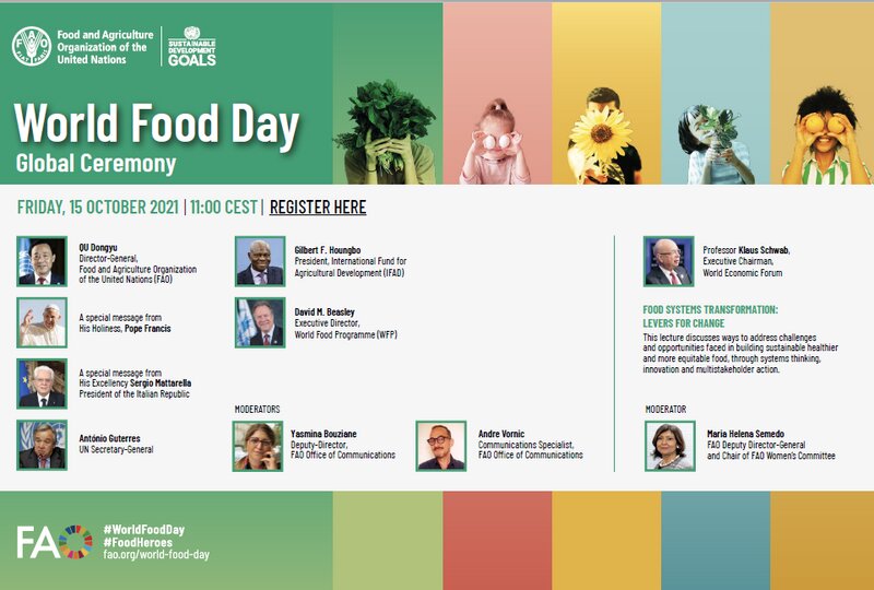 10月15日、ローマで世界食料デーで開催されたイベントのHP（FAO）