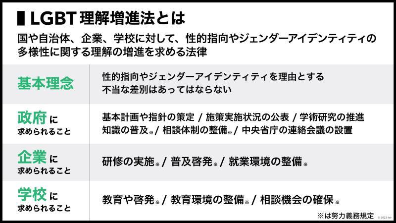 LGBT理解増進法の内容(筆者作成)