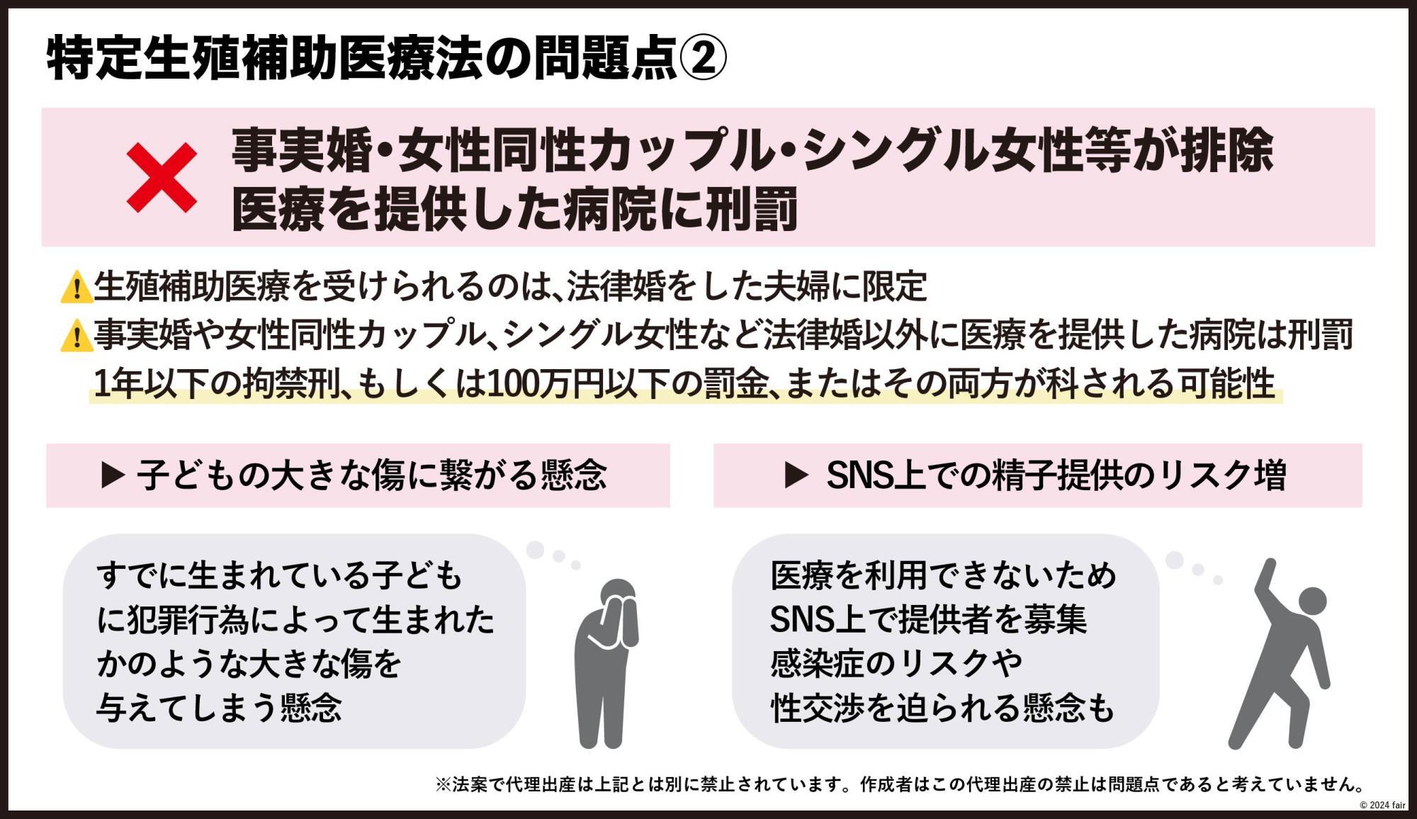 特定生殖補助医療法案の問題点②（筆者作成）