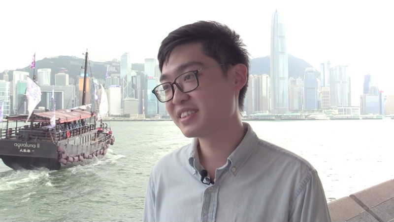 「香港は中国の植民地」と語る陳浩天。香港独立を主張する人物（撮影は2017年6月香港にて）