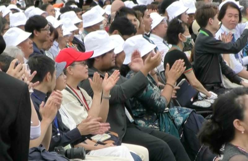 頼清徳新総統の演説に聴衆からは拍手があがった（2024年5月20日筆者撮影　台北）