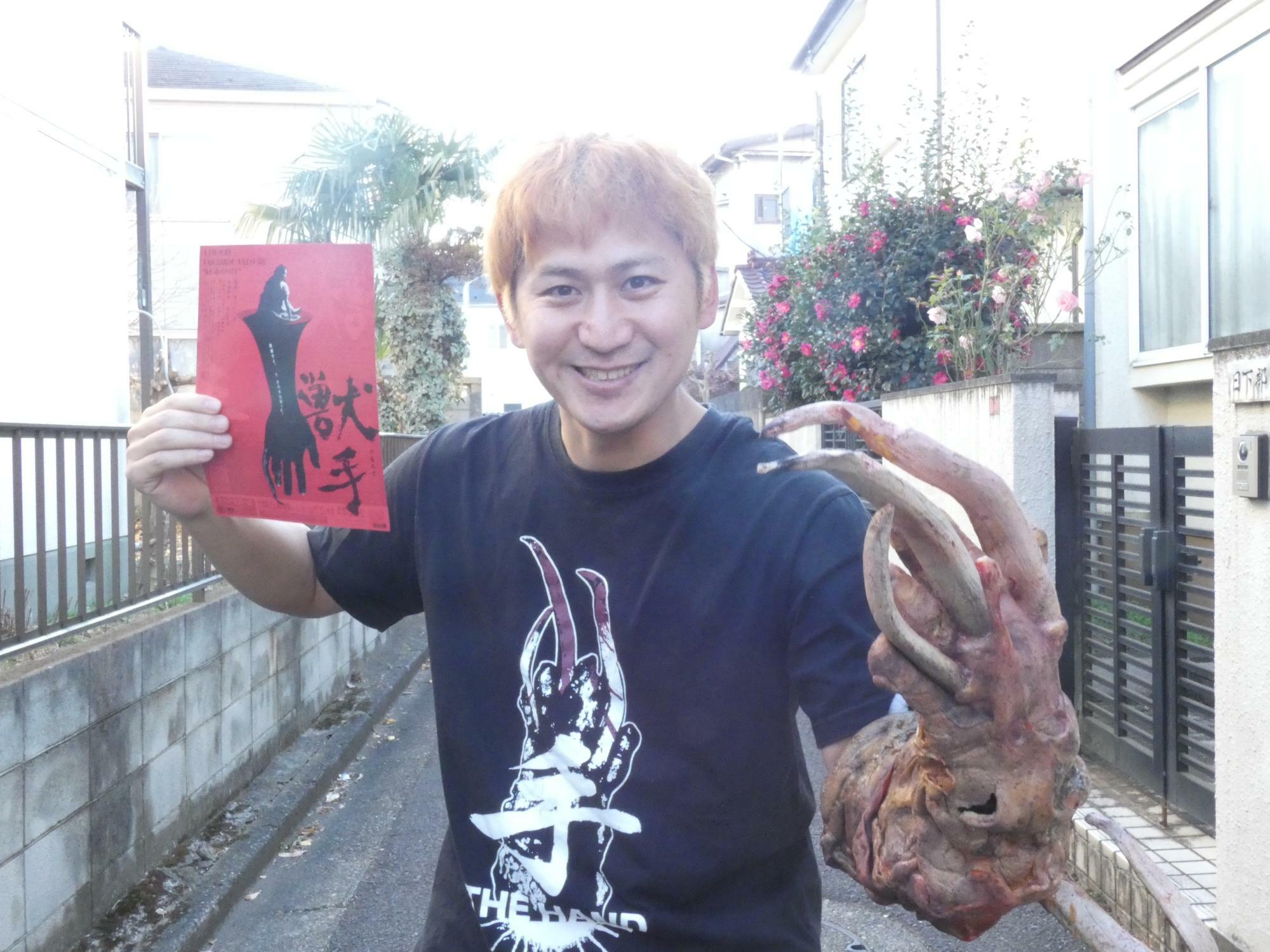 「獣手」で主演とプロデューサーを務めた福谷孝宏　　筆者撮影