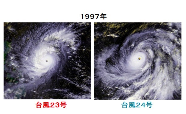 １９９７年に発生したダブル台風。クレジット：NOAA