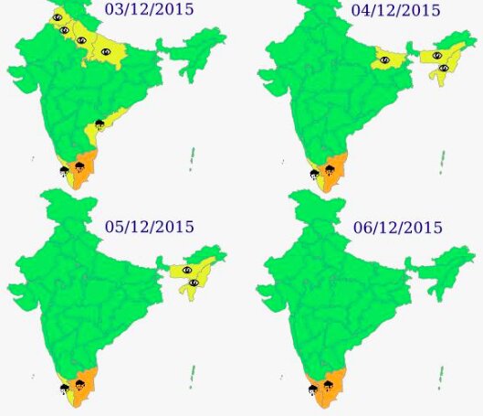 インド南東部は土曜まで大雨注意報発令。インド気象庁