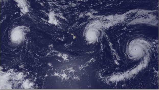 史上初、カテゴリー４以上の強大ハリケーンが太平洋に同時出現。NOAA