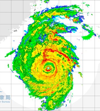 14日午前6時のレーダー画像。台湾中央気象局。