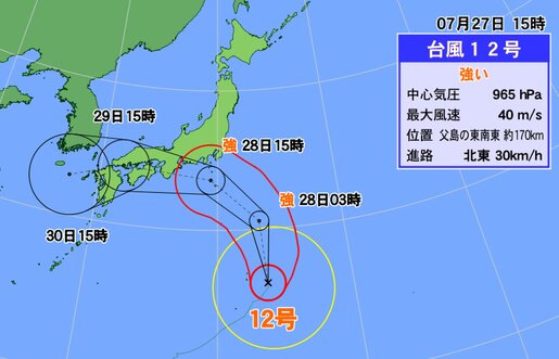 台風予報進路図 (出典元：ウェザーマップ)