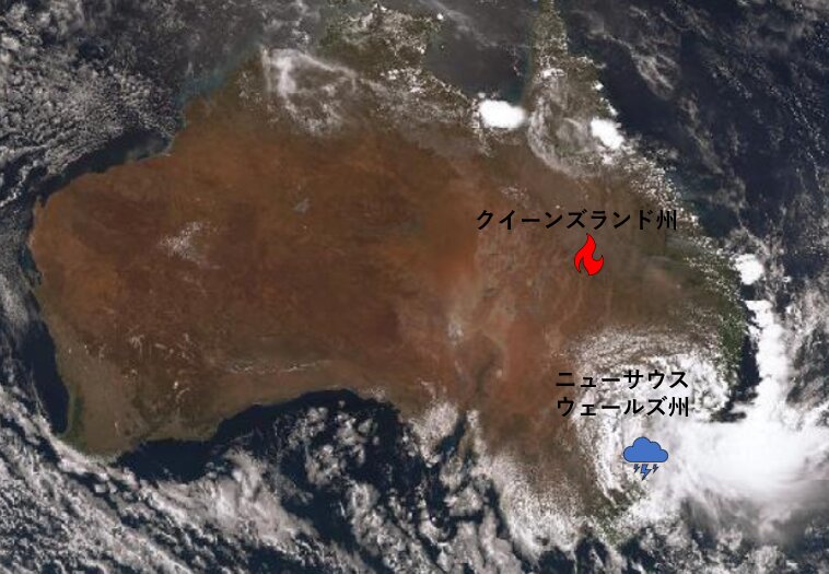 オーストラリア気象局の衛星画像に筆者加筆