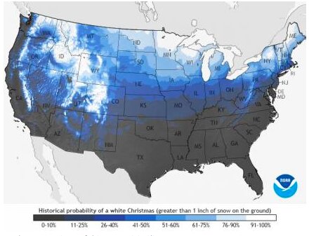 雪の発現確率 (出典元: NOAA)