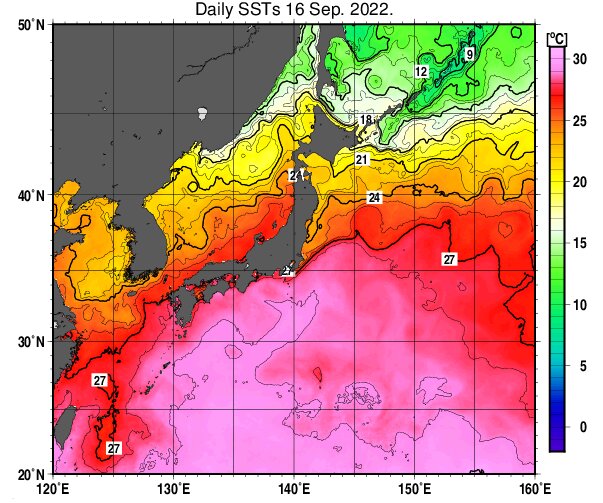 SST on Sep 16 (Courtesy: JMA)