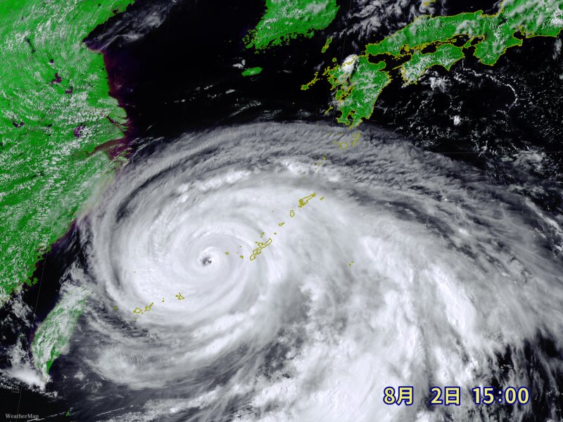 台風6号の雲の様子　（出典ウェザーマップ）