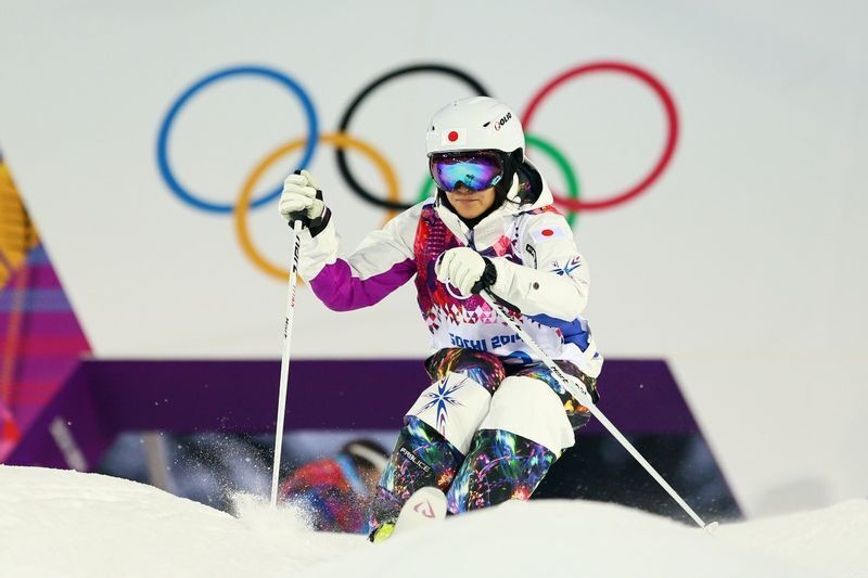 2014年ソチ。最後の五輪で渾身の滑りを見せる上村さん（写真：長田洋平/アフロスポーツ）