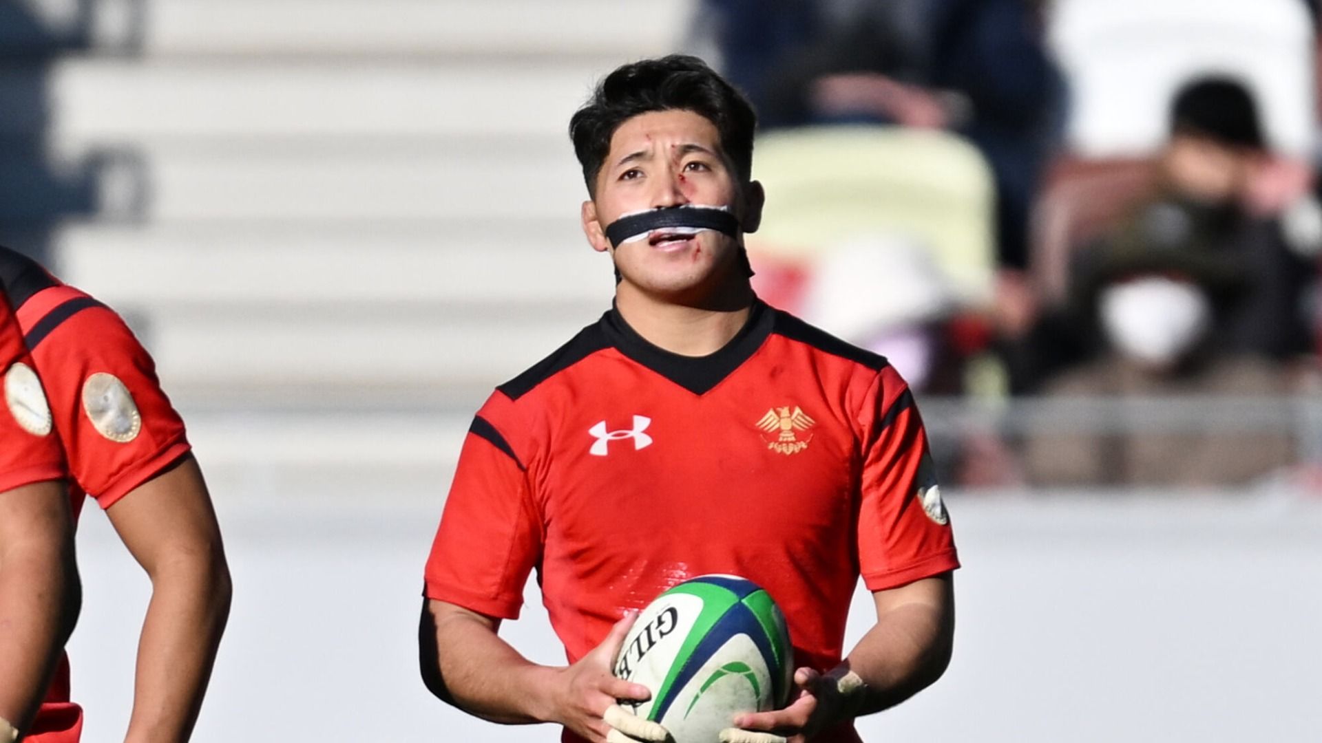 帝京大学　ラグビー部　スポーツウェア 帝京大学創立50周年ロゴ入り・ラグビー部ジャージ」を制作しま