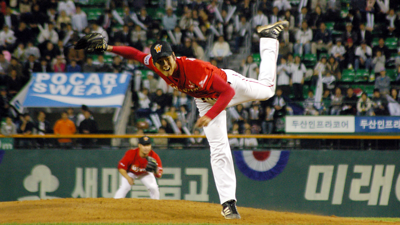 2007年の韓国シリーズ第4戦で好投し一躍ヒーローとなったキム・グァンヒョン（写真：ストライク・ゾーン）