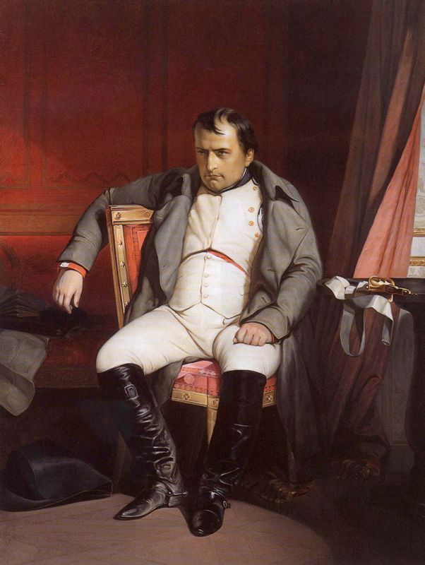 ポール・ドラローシュの「フォンテーヌブローのナポレオン」。英露連合軍に敗れて皇帝退位を余儀なくされたナポレオンを描いたものといわれる。