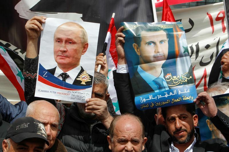 シリアの影響の強いレバノンで行われた、ウクライナ侵攻を支持するデモ（2022.3.20）
