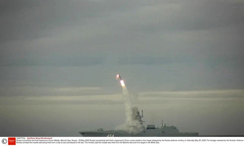 ロシア国防省がリリースしたツィルコン発射実験の様子(2022.5.28)