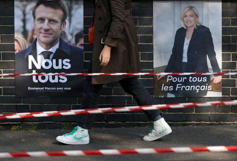 ロンドンで行われた2023年フランス大統領選挙在外投票の会場(2022.4.24)