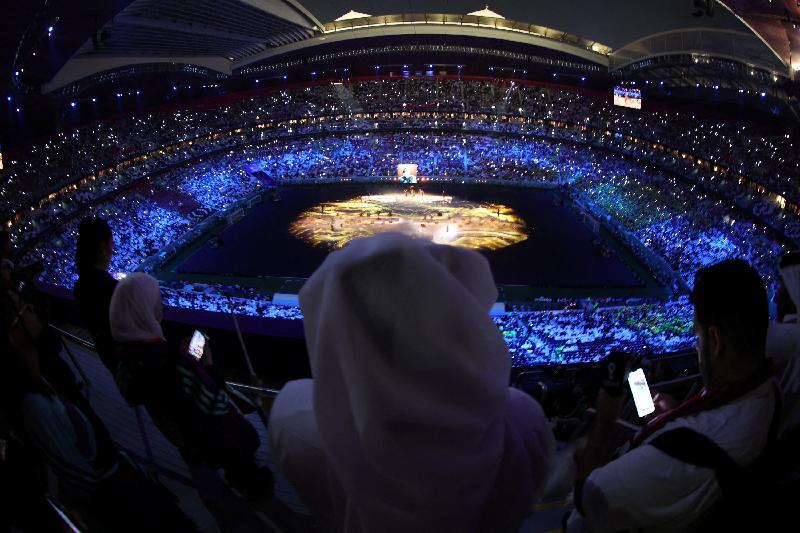 FIFAワールド杯カタール大会の開会式(2022.11.20)。招致活動では大規模な買収があったといわれるが、ここにもスパイ企業の関与が指摘されている。