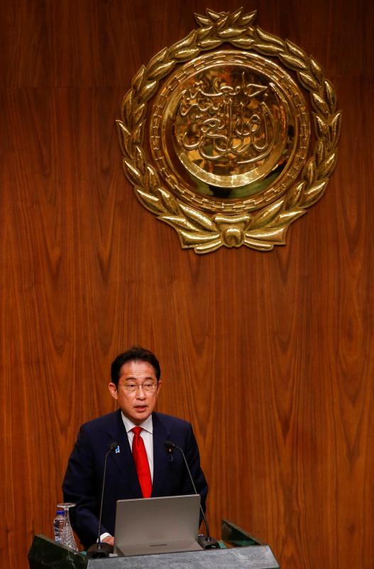 エジプトを訪問し、アラブ連盟本部で演説する岸田首相(2023.4.30)