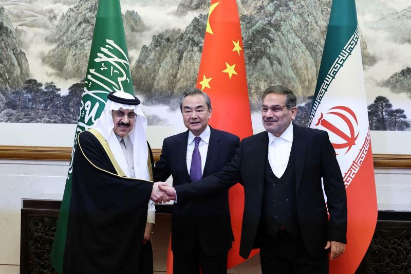 北京で開催されたサウジアラビア、イランの外交関係修復合意（2023.3.10）。中東で存在感を増す中国にとって、中央アジアは中東からパイプラインを建設する場合、どうしても押さえたい土地である。