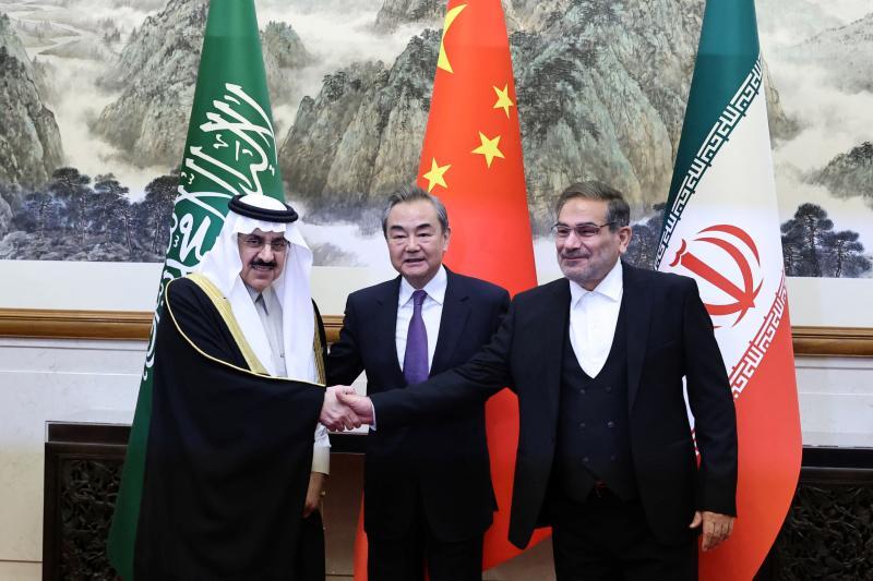 北京で開催されたサウジアラビア、イランの外交関係修復合意(2023.3.10)。中東で存在感を増す中国にとって、中央アジアは中東からパイプラインを建設する場合、どうしても押さえたい土地である。