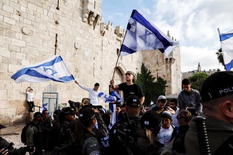【資料】第三次中東戦争で東エルサレム旧市街地を占領した記念日「エルサレム・デー」に集まったイスラエル人（2023.5.18）。イスラエルは国連決議に反して東西エルサレムを「首都」に定めている。