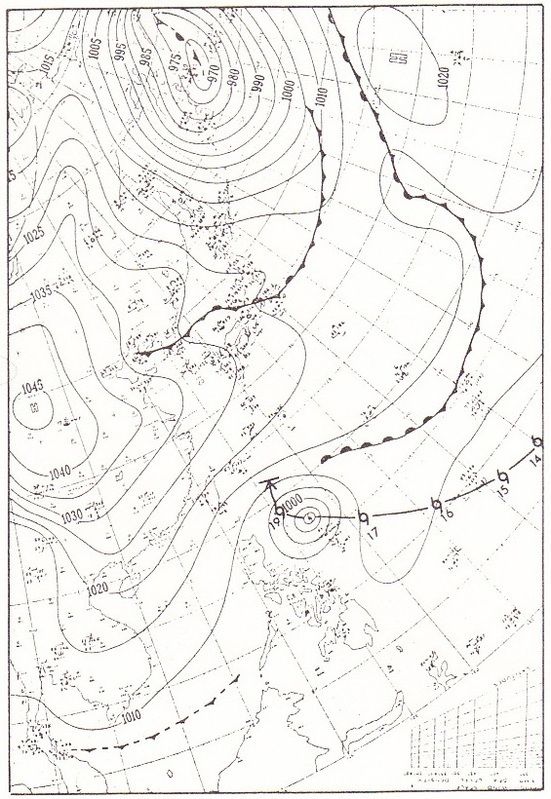 図２　昭和19年12月18日21時30分の天気図（アメリカ）