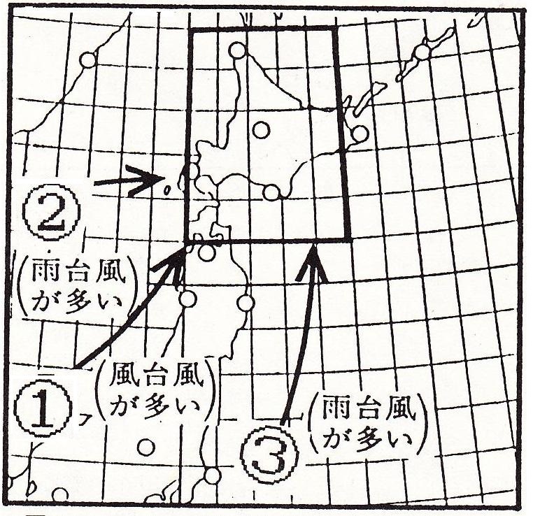 図１　北海道を襲う台風の３つのコース