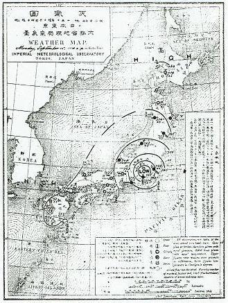 図1 将門台風襲来時の天気図