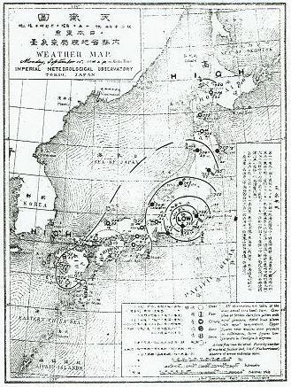 図１　将門台風襲来時の天気図