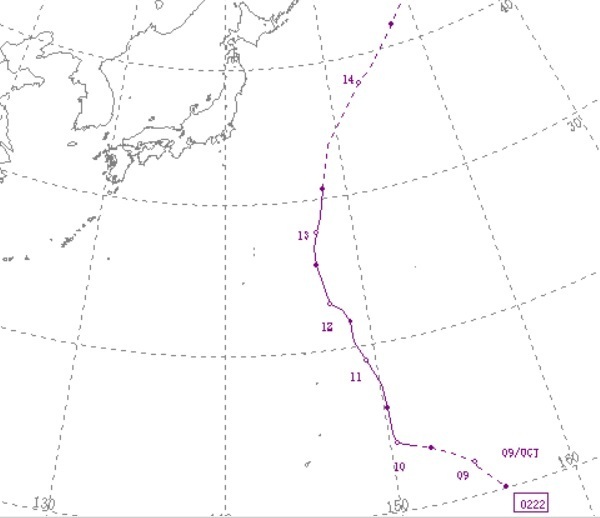 図2　平成14年の台風22号の経路