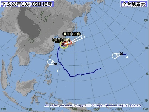 図４　台風18号に次ぐ台風候補（10月5日12時現在）