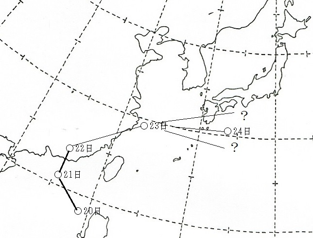 図3 　台風22号から変わった低気圧の進路
