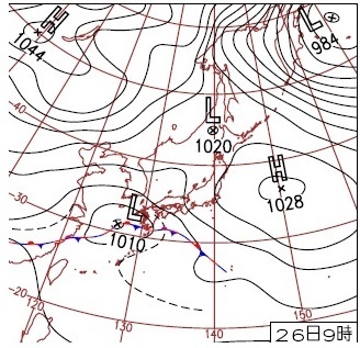 図３　平成18年11月26日9時の地上天気図