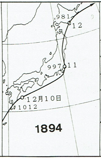 図2　明治27年12月の台風の経路
