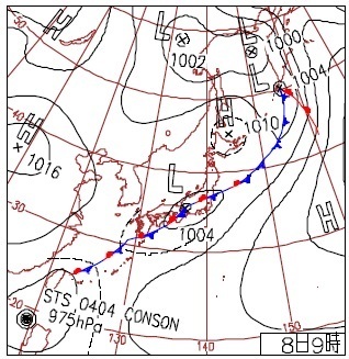 図１　地上天気図（2004年6月8日）