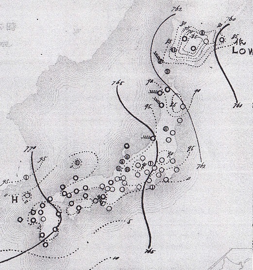 図1　明治35年１月25日の地上天気図