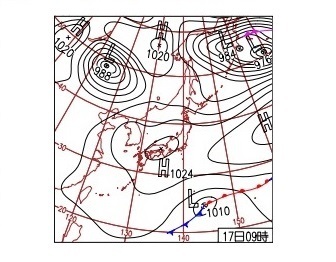 図２　昨年3月17日9時の地上天気図
